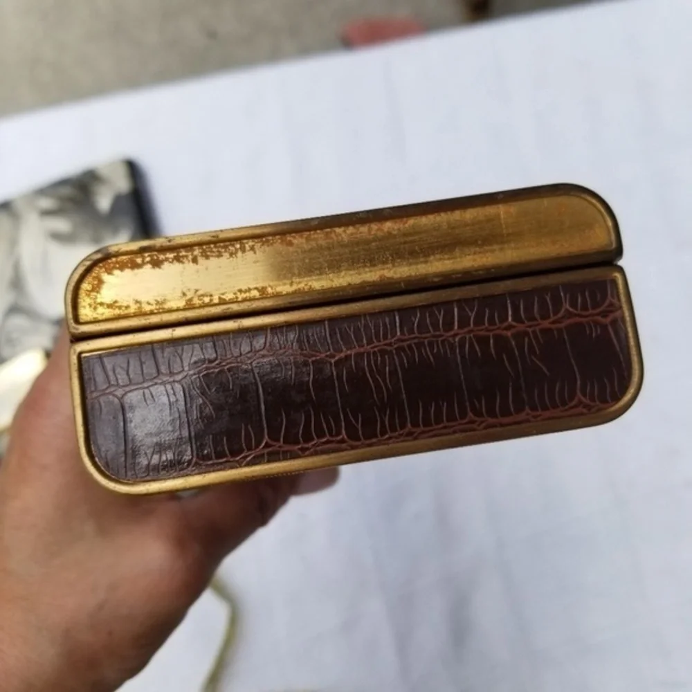 Vintage Scenic‎ 60's brass and croc embossed box